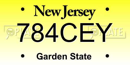 784CEY New Jersey License Plate
