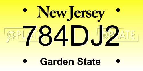 784DJ2 New Jersey License Plate