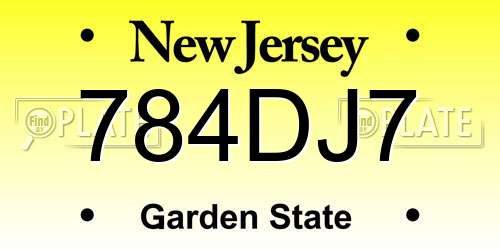784DJ7 New Jersey License Plate