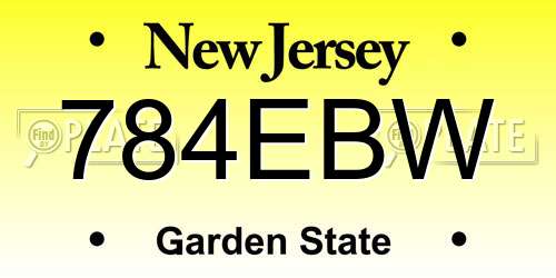 784EBW New Jersey License Plate