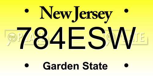 784ESW New Jersey License Plate