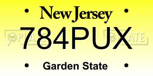 784PUX New Jersey License Plate