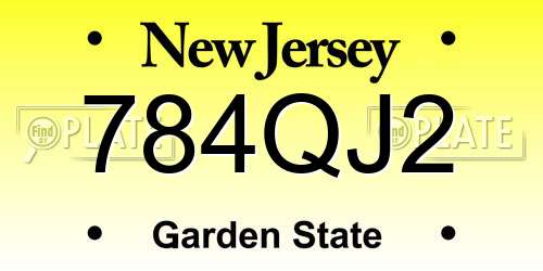 784QJ2 New Jersey License Plate