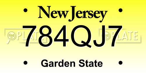 784QJ7 New Jersey License Plate