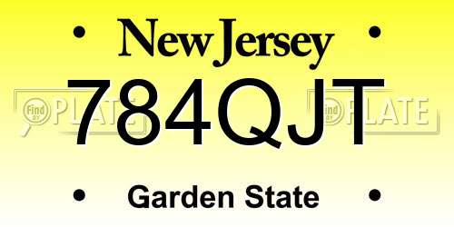 784QJT New Jersey License Plate