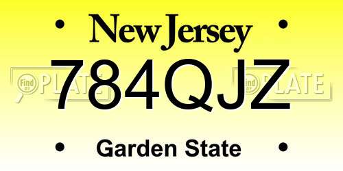 784QJZ New Jersey License Plate