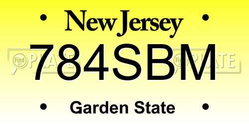784SBM New Jersey License Plate