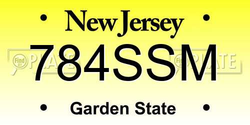 784SSM New Jersey License Plate