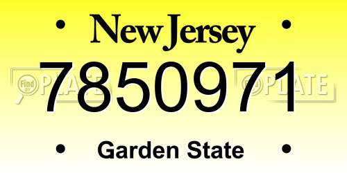 7850971 New Jersey License Plate