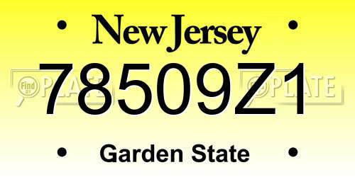 78509Z1 New Jersey License Plate