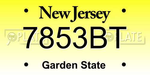 7853BT New Jersey License Plate