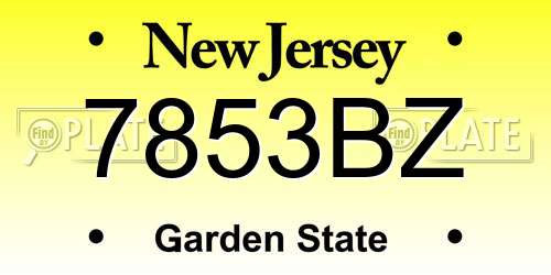7853BZ New Jersey License Plate