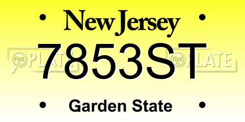 7853ST New Jersey License Plate