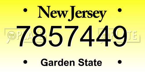 7857449 New Jersey License Plate