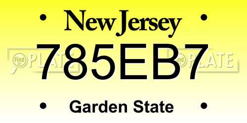 785EB7 New Jersey License Plate