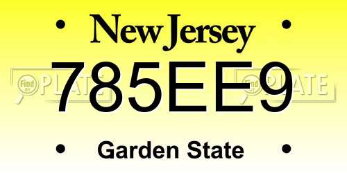 785EE9 New Jersey License Plate