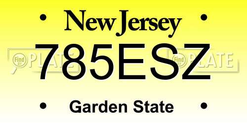 785ESZ New Jersey License Plate