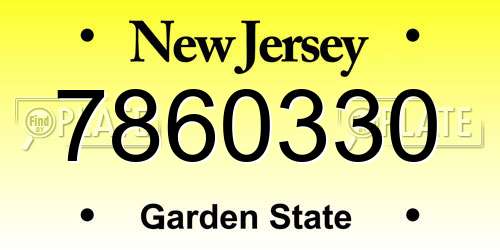 7860330 New Jersey License Plate