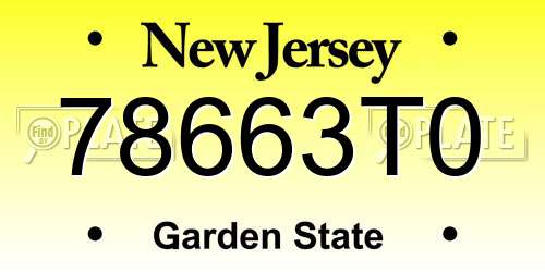 78663T0 New Jersey License Plate