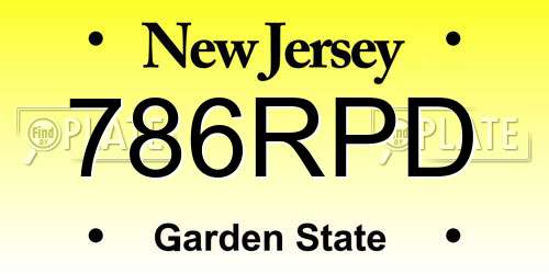 786RPD New Jersey License Plate