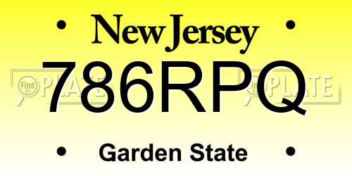 786RPQ New Jersey License Plate