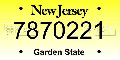 7870221 New Jersey License Plate