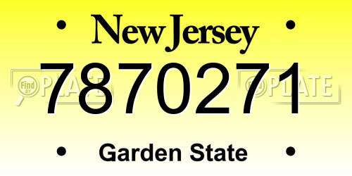 7870271 New Jersey License Plate