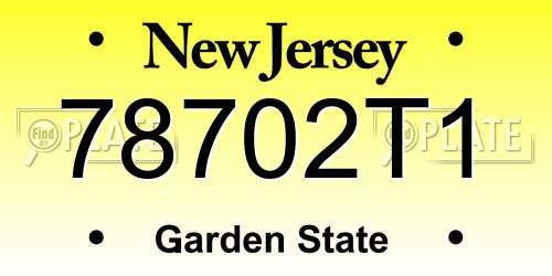 78702T1 New Jersey License Plate