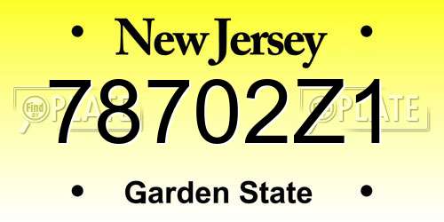 78702Z1 New Jersey License Plate