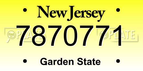 7870771 New Jersey License Plate
