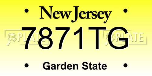 7871TG New Jersey License Plate