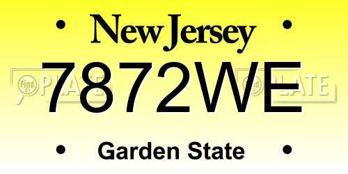 7872WE New Jersey License Plate