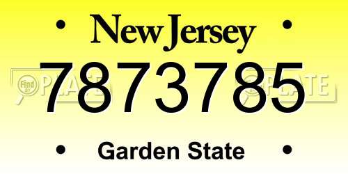7873785 New Jersey License Plate