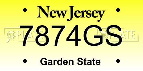 7874GS New Jersey License Plate