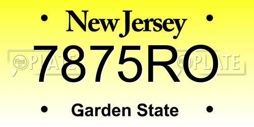 7875RO New Jersey License Plate