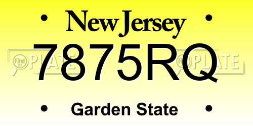 7875RQ New Jersey License Plate