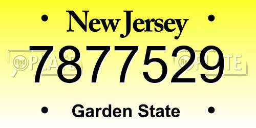 7877529 New Jersey License Plate