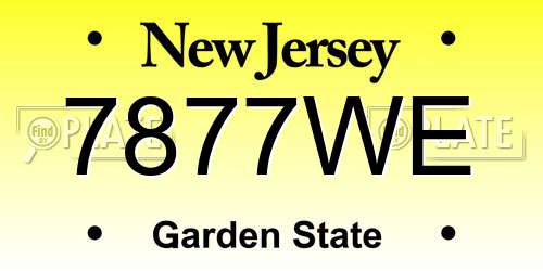 7877WE New Jersey License Plate