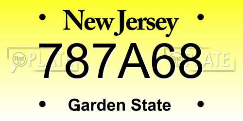 787A68 New Jersey License Plate