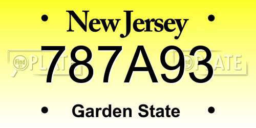 787A93 New Jersey License Plate
