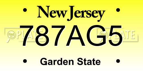 787AG5 New Jersey License Plate