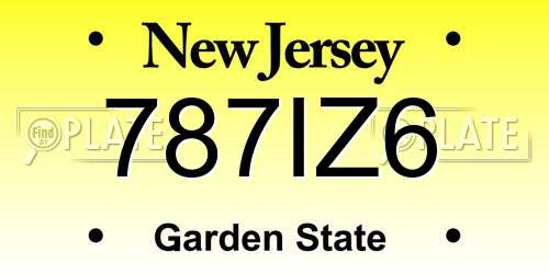 787IZ6 New Jersey License Plate