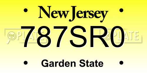 787SR0 New Jersey License Plate