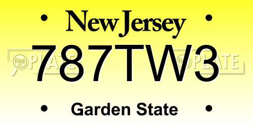 787TW3 New Jersey License Plate