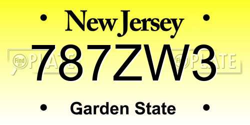 787ZW3 New Jersey License Plate