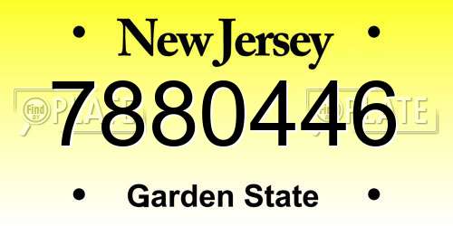 7880446 New Jersey License Plate