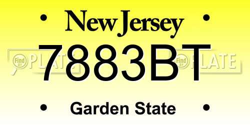 7883BT New Jersey License Plate