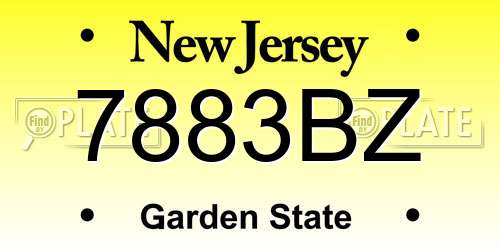 7883BZ New Jersey License Plate
