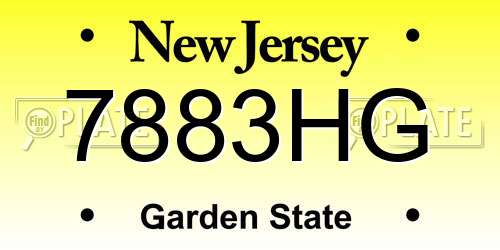 7883HG New Jersey License Plate