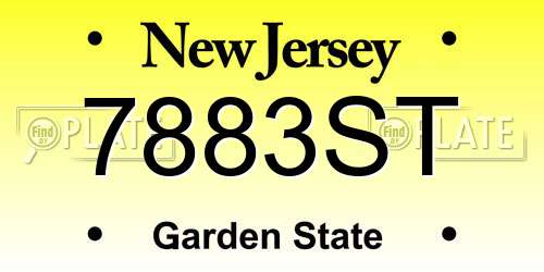 7883ST New Jersey License Plate